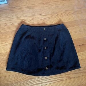 Black corduroy button up skirt
